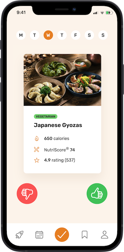 iPhone app meal approving plan screen.